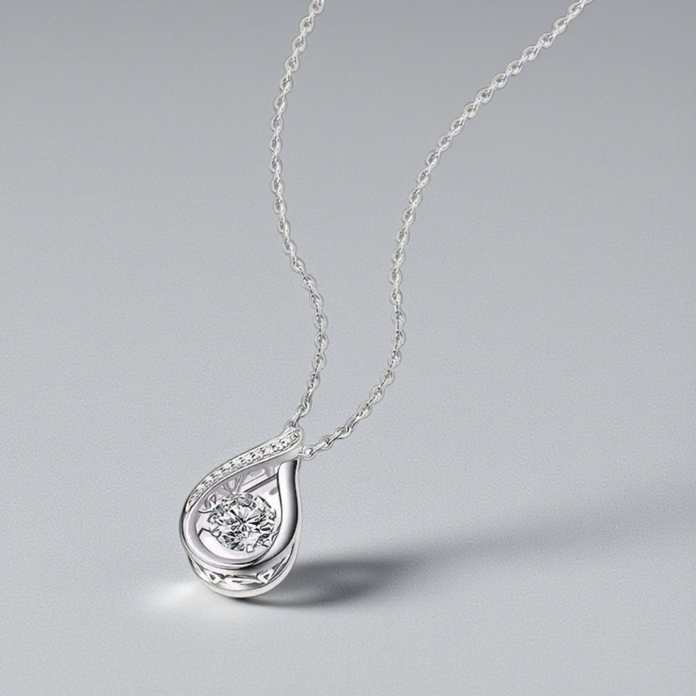 Elegant Silver Teardrop Pendant Necklace